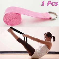 3.8mm x 183cm D-Ring Yoga Sport Stretching Strap Belt Pink