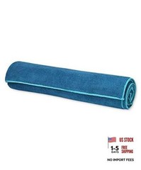 Gaiam Yoga Towel – Mat Sized Active Dry Non-Slip Moisture 68″L x 24″W – Lake