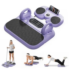 Multifuncional Pilates Board & Push Up System with Timer, Ab Wheel & Core Sli…