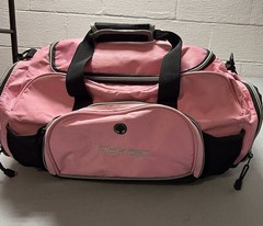 Reebok Small Duffle Gym Bag Pink/Black Accents Crossbody Handles Pockets17”