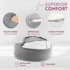 Meditation Cushion, Floor Pillow Foam Zafu Buckwheat, Mandala C. Ash Gray