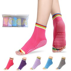 Women’s Toe Separator Yoga Socks 5-Pack – Non-Slip Grips, Barefoot Pilates So…