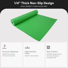 Durable 1/4-Inch High Density Yoga Mat with Anti-Tear Design & Carrying Strap