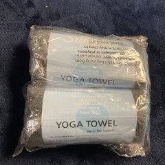 2 Sumi Eco Yoga towel 15” x 24” gray towel with blue trim 100% microfiber