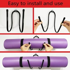 Upgraded large Yoga Mat Holder Wall Mount, Metal Storage Rack for Yoga Mat/Wheel