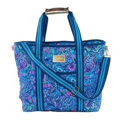 Blue Picnic and Beach Cooler, Insulated Bag with Adjustable Shoulder Strap