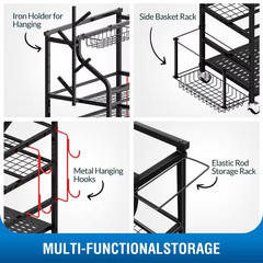 4-Tier Exercise Mat Storage Rack, Dumbbell Organizer, Home Gym Storage Stand wit