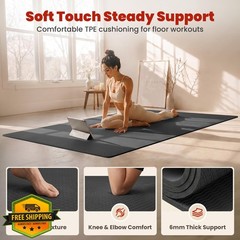 THAILE Yoga Mat Black 72″ x 36″ x 0.24″