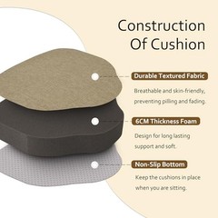 Chair Cushions for Dining Chairs.4 Inch Thick Windsor Seat Cushions 2 Beige