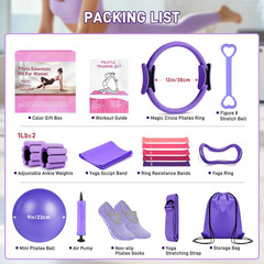 Pilates Ring Set 15 PCS, Home Pilates Essentials Kit for Women, 12″ Pilates Ring
