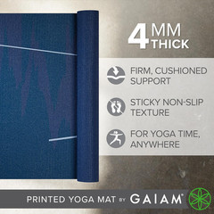 Gaiam Print Yoga Mat, Non Slip Exercise & Fitness Mat for All Types of Yoga, Pil