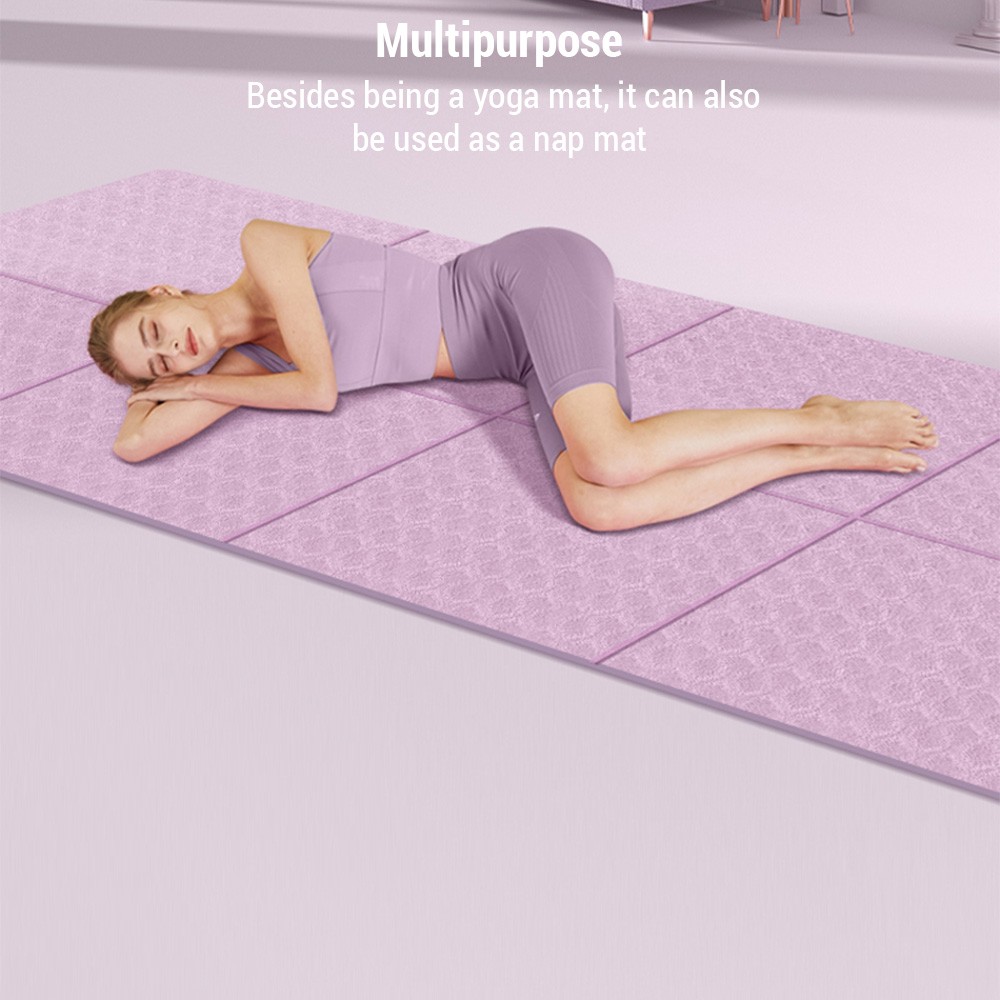 Foldable Yoga Mat Folding TPE Pilates Mat Non Slip Workout Mat Portable Exe TAQO