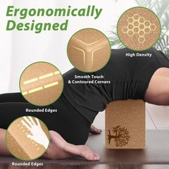 Natural Cork Yoga Blocks 2-Pack Set, Non-Slip Eco-Friendly Accessories for Yoga,