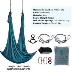 Aerial Silk and Yoga Swing 11 Yards Aerial Yoga Hammock Kit with 100Gsm Nylon Fa