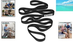 Yoga Strap and Mobility Aid: 75″ Non-Stretching Strap for Rehab & Flexibility