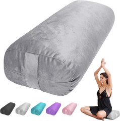 Yoga Bolster Pillow for Restorative & Yin Yoga – Meditation Pillow with Velvet C