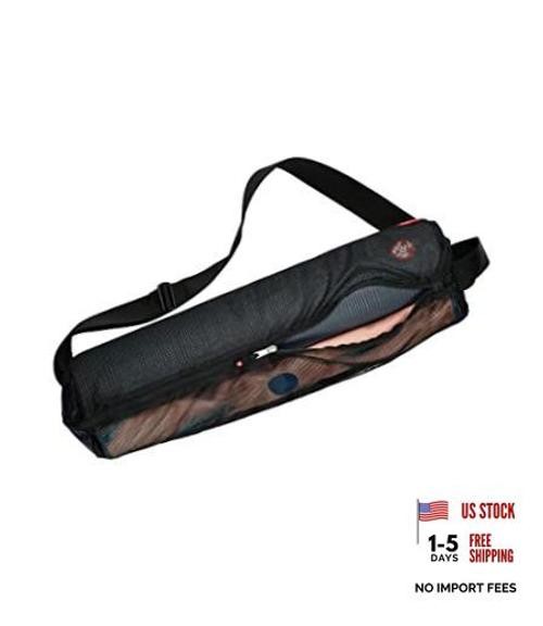 Breathe Easy Full Zip Yoga Mat Carrier Bag – With Pocket, Adjustable Black