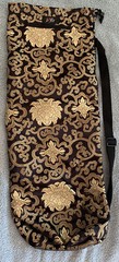 JFIT YOGA MAT BAG w/Zipper In Front- Silky Black And Gold Pattern – New w/o Tags
