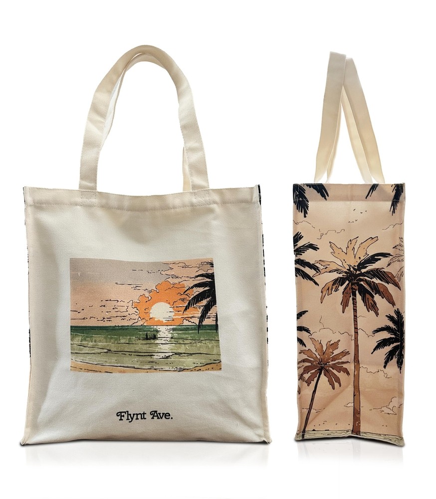 Summer Aestetic Canvas Tote Bag with Zippered Interior Pocket for Personal It…