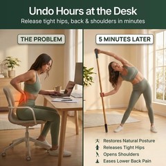 5ft Bamboo Yoga Stick for Stretching, Mobility & Balance – 20+ Video Tutorials,