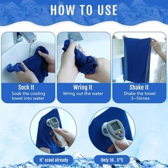 Hosuly 30 Pack Cooling Towels, 40″x12″ Ice Breathable Soft Large, Dark Blue