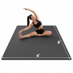 Large Yoga Mat, 6′ x 4’/6′ x 3′ x 6mm /8mm/12mm Thick 72″ x 48″ x 0.24″ Black