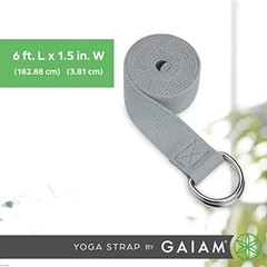 Gaiam Yoga Strap Premium Athletic Stretch Band with Adjustable Metal 8ft Black
