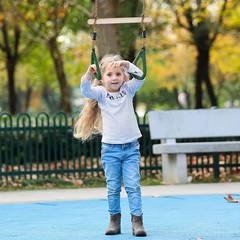 Swing Sets for Backyard, Wooden Trapeze Swing Bar Rings-Outdoor Play Equipment