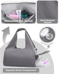 Gym Bag for Women with Shoe Compartment Yoga Mat Bag with Wet Pocket Dark Gray