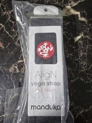 Manduka AlignN Yoga Strap 8 ft Grey Cotton with Metal Fastener