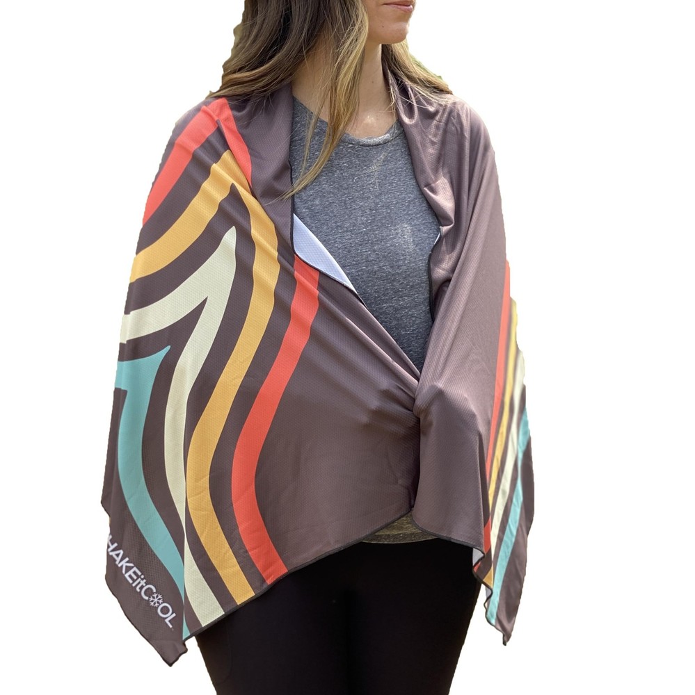 SHAKEitCOOL Large Cooling Shawl – Instant Heat Relief for Shawl, Retro Wave