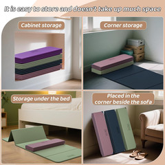Foldable Yoga Mat (12Mm) Exercise Mats for Home Workout,Comfortable and Durable,