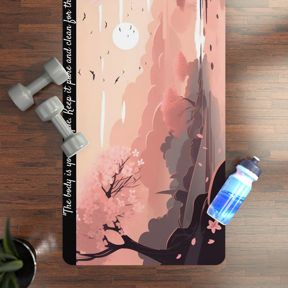 🌸 Cherry Blossom Anime Yoga Mat – Serene Design for Calm Practice