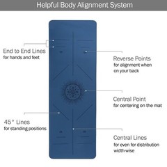 Blue Yoga Mat with Alignment Guide Lightweight TPE Travel-Friendly Yoga Mat