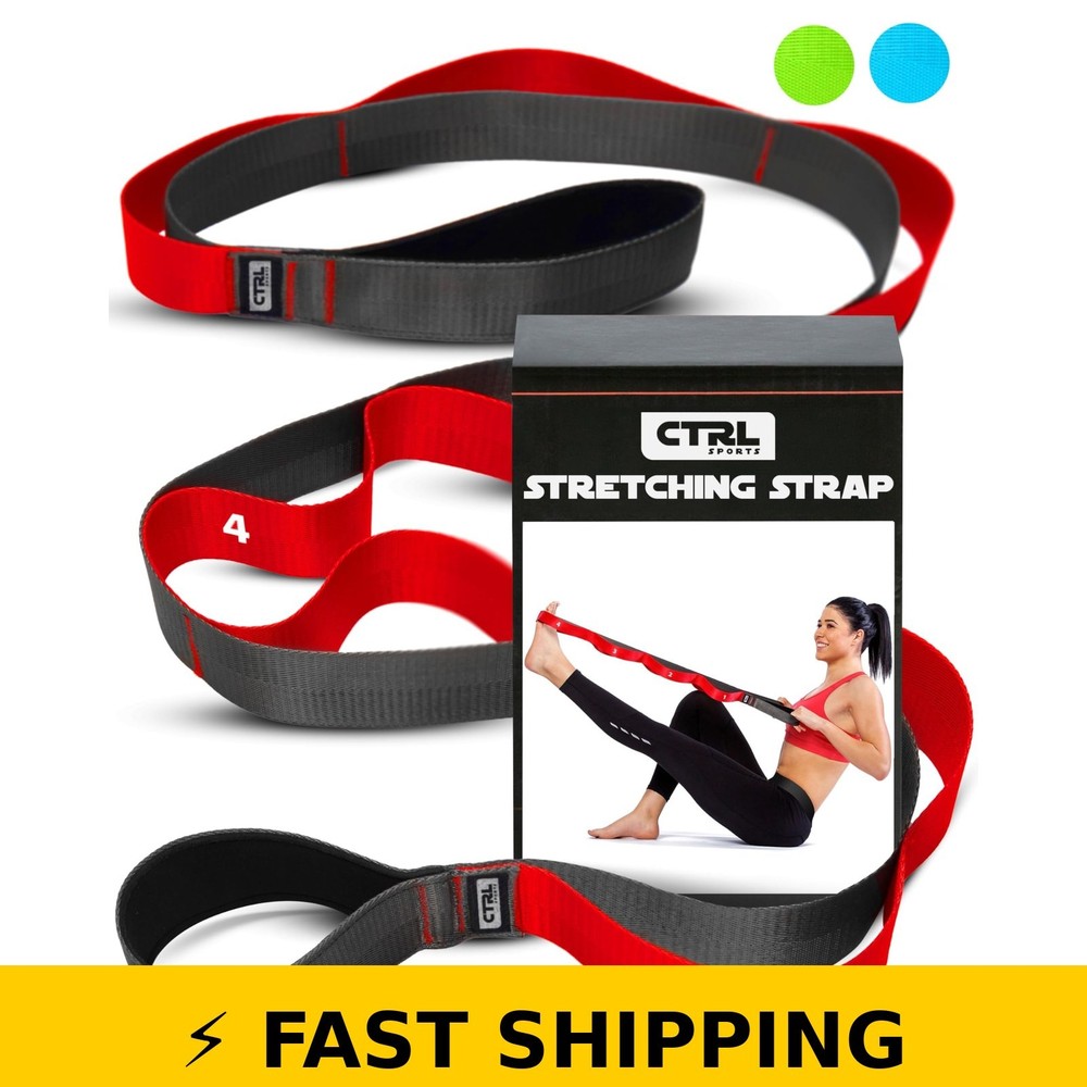 CTRL Sports Stretching Strap with Loops – Non Elastic Yoga Strap