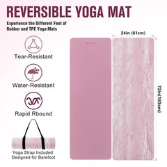 UMINEUX Extra Thick Yoga Mat, 2/5 Inch (10MM), Natural Rubber and TPE Non Sli…