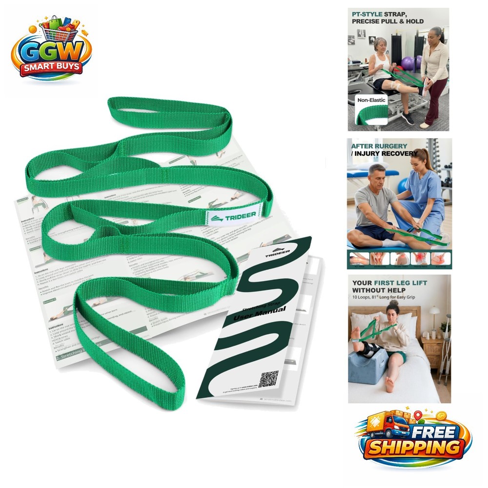 75″ Physical Therapy Stretching Strap with Loops for Effective Muscle Recovery