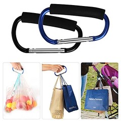 4 Pack Large Carabiner 5.5″ D Style Click and Carry Bag Carrier 2black+2blue