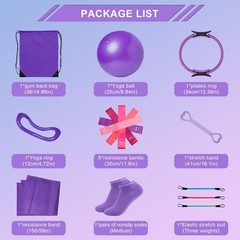 Home Pilates Essentials Kit for Women: 18Pcs Pilates Workout Equipment Set wi…