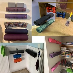 Wall Mount Yoga Mat Foam Roller and Towel Rack Hooks , Exercise Mat Storage
