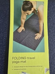 All In Motion Folding Travel Yoga Mat Navy Blue 3mm Rubber 72in x 24in New