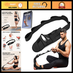 Adjustable Foot & Calf Stretcher with Padded Strap for Plantar Fasciitis Relief,