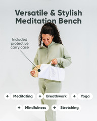 Folding Meditation Bench Bamboo Kneeling Stool with Locking Magnetic Hinges