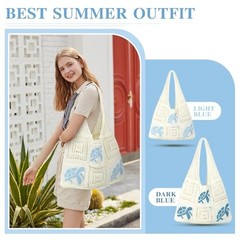 Crochet Tote Bag for Women, Aesthetic Crochet Mesh Beach Tote Lb-sea Turtle