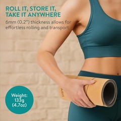 Cork Yoga Knee Pad Non Slip Exercise Mats 0.2″ 6mm Extra Thick Yoga Mat Padding