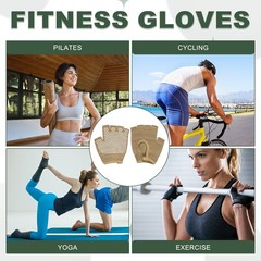 Yoga Gloves Non Slip Fingerless Pilates Gloves Brown