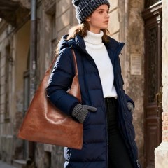 Hobo Bags for Women Retro Vegan Leather Slouchy Tote Shoulder Purses A1-brown