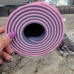 SAEEPABUL 32″ Wide Micro-X Thick Yoga Mat Non Slip W Carry Strap Pink/ Blue