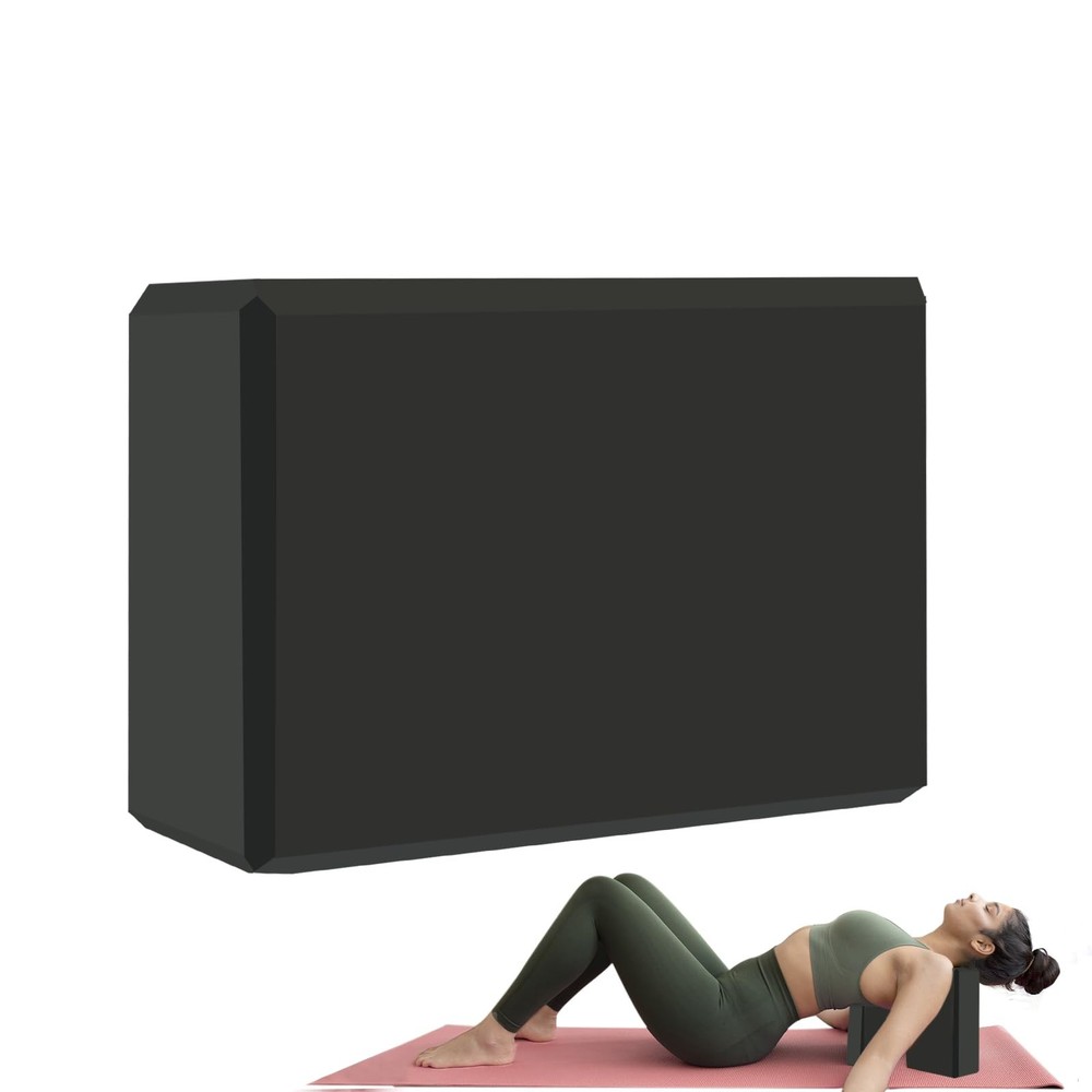 Yoga Block, Latex Free Foam, Beveled Edges, Pilates Stretching Support, Black