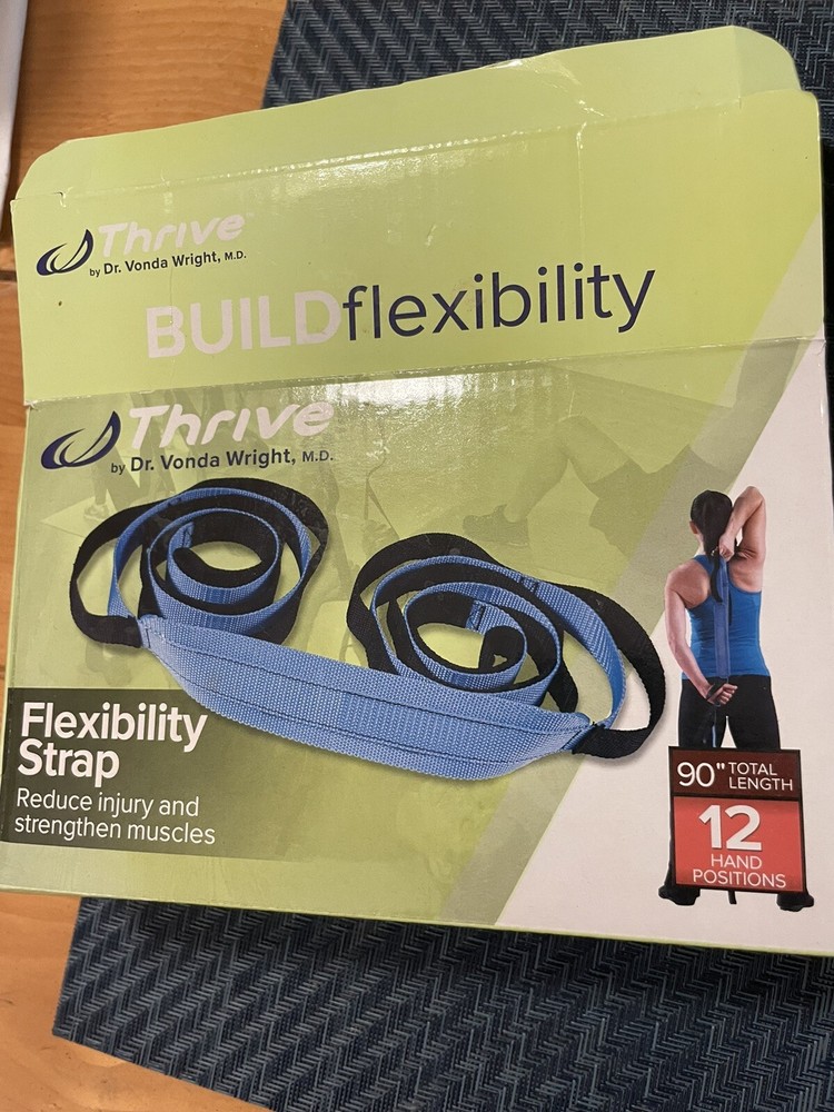 Thrive Flexibility & Stretching Strap 90” Arms Hands Feet Shoulders 12 Positions